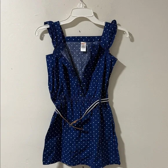 Gymboree Navy Dress with White Dots and Belt - Picture 1 of 2